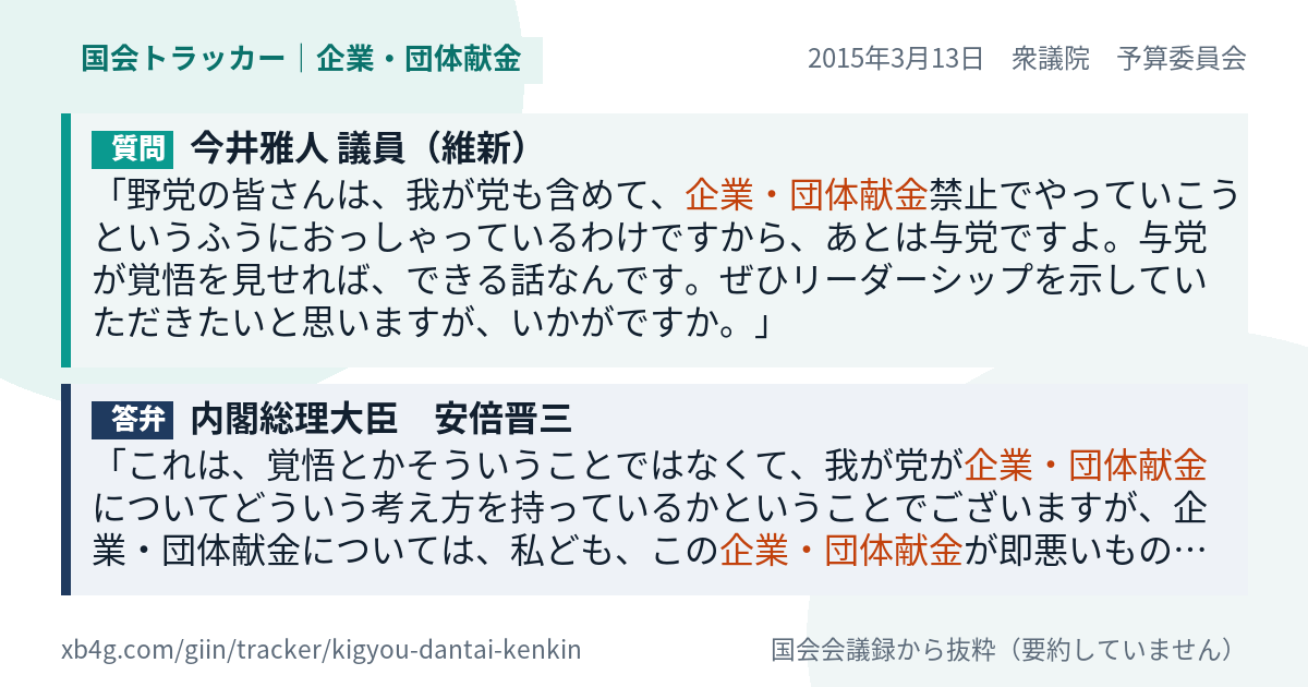 質問と答弁のカード