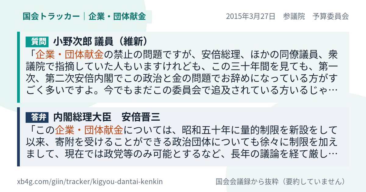 質問と答弁のカード