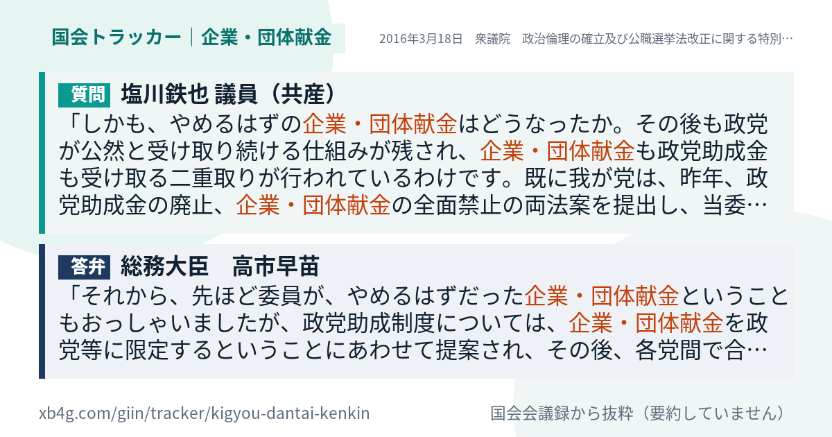 質問と答弁のカード