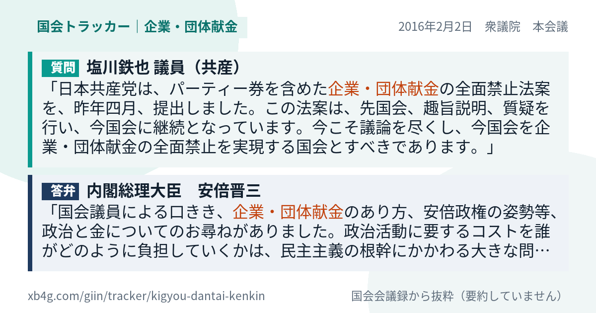 質問と答弁のカード
