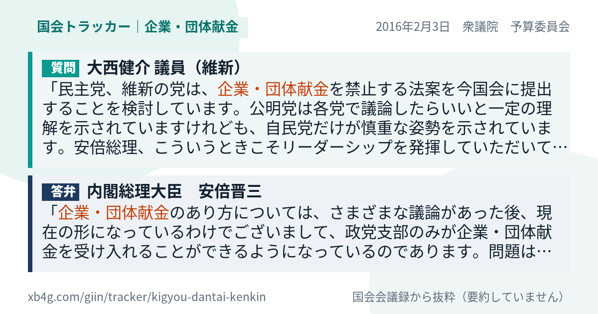 質問と答弁のカード