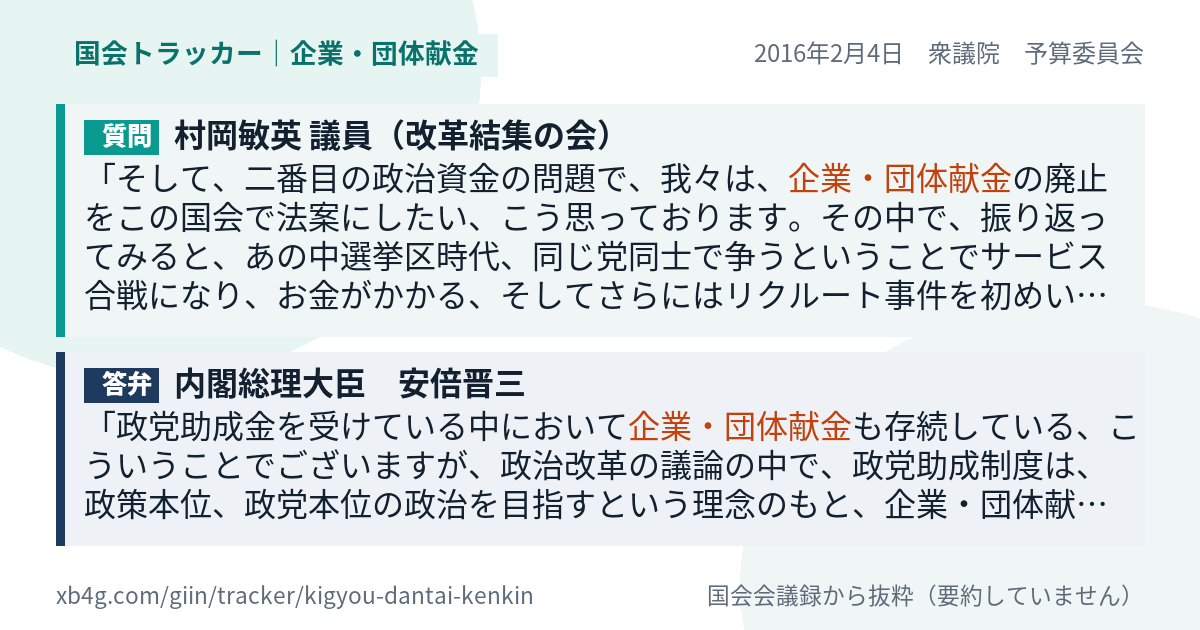 質問と答弁のカード