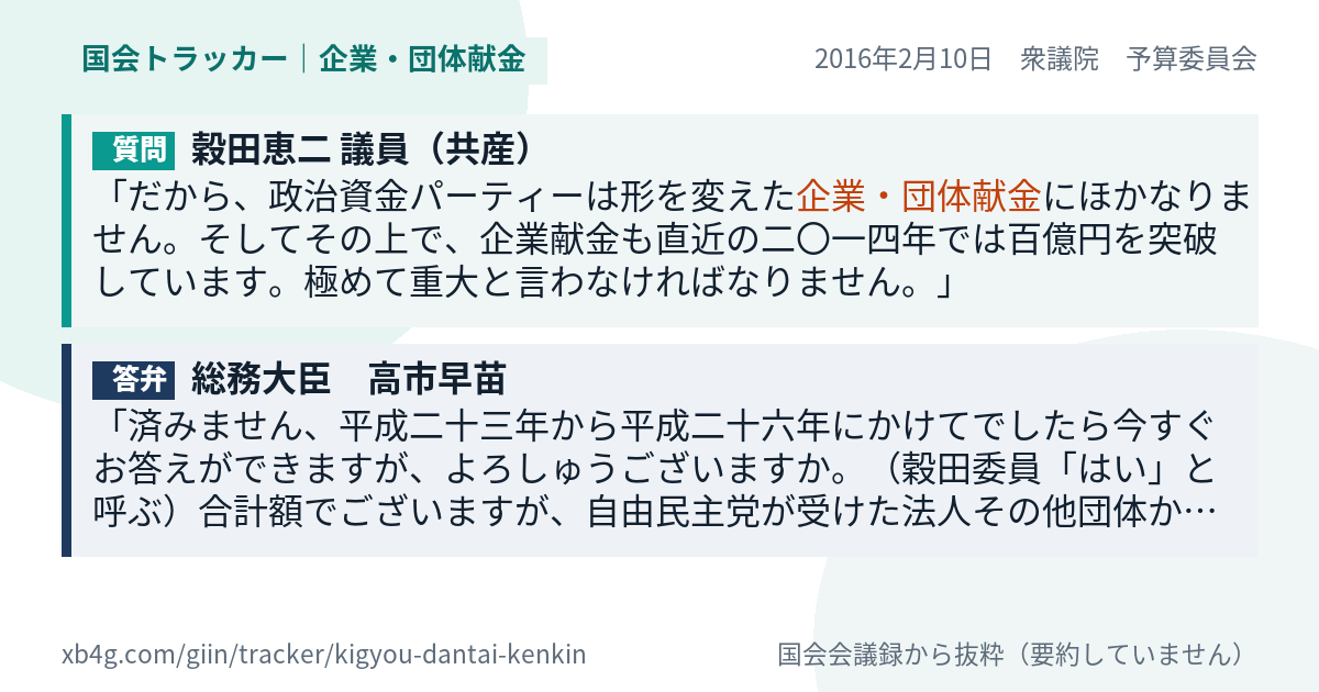 質問と答弁のカード