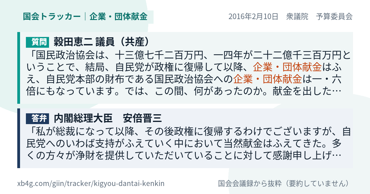 質問と答弁のカード