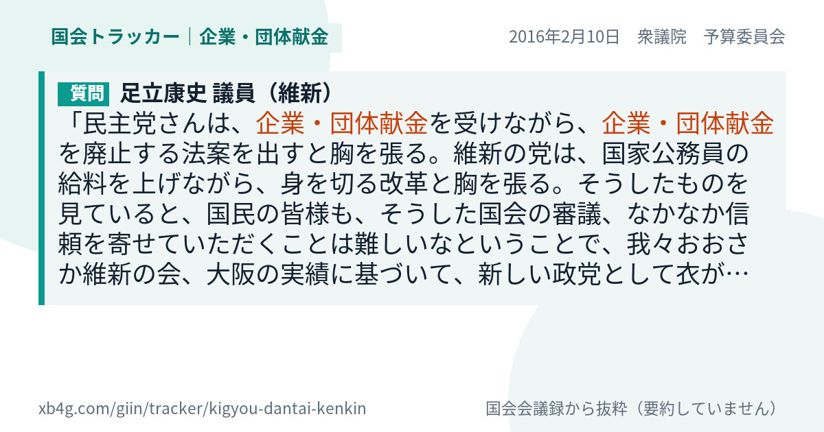 質問と答弁のカード