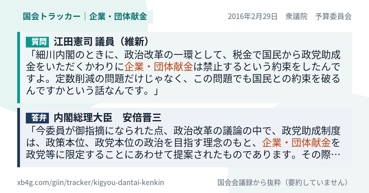 質問と答弁のカード