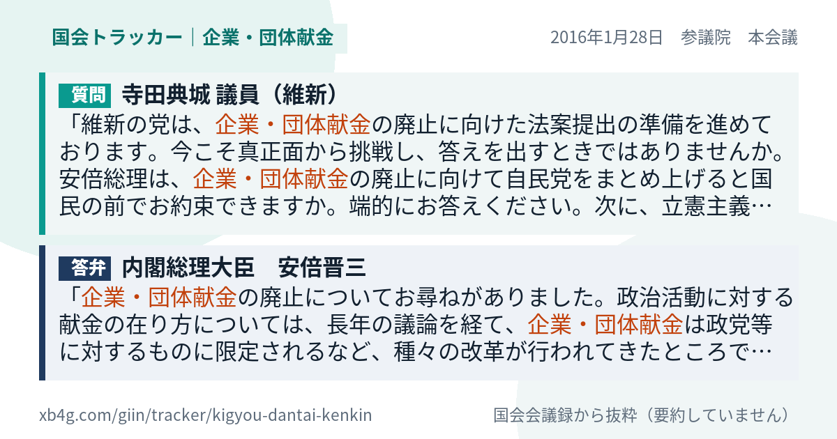 質問と答弁のカード