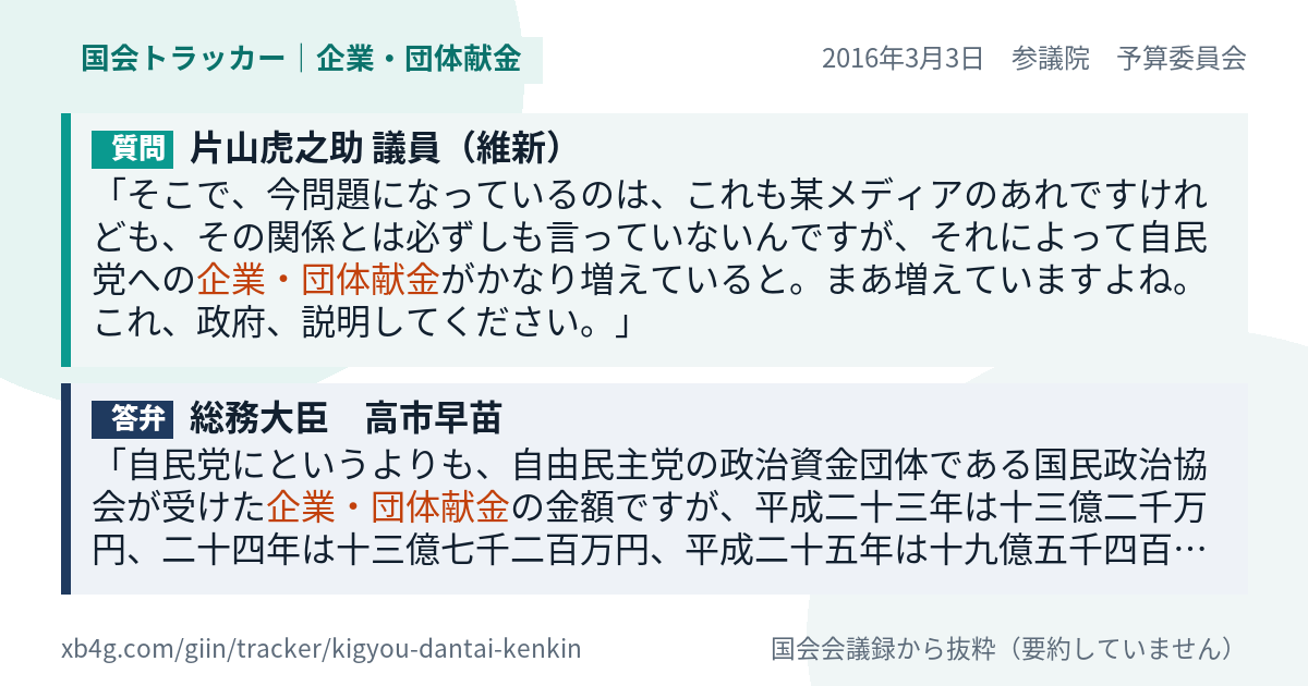 質問と答弁のカード