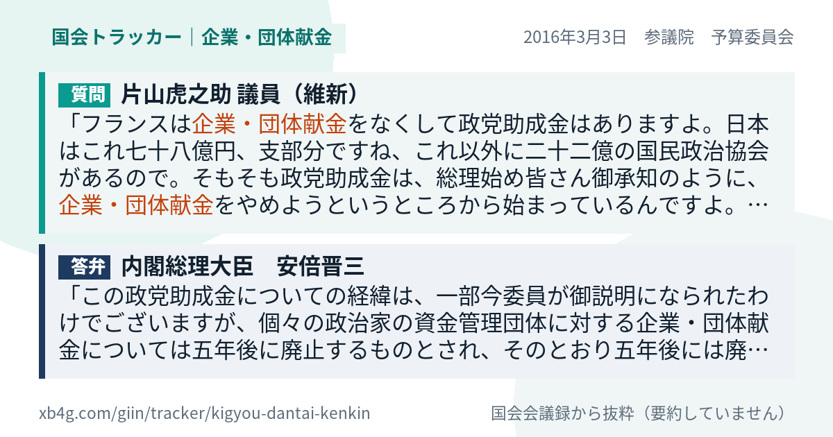 質問と答弁のカード