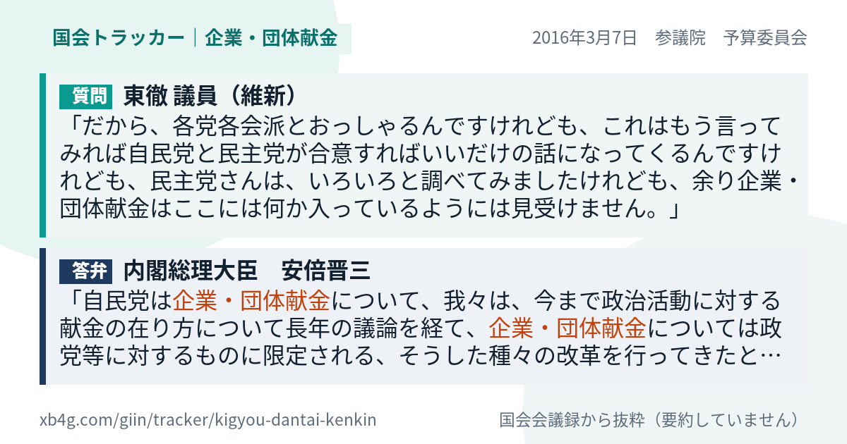 質問と答弁のカード