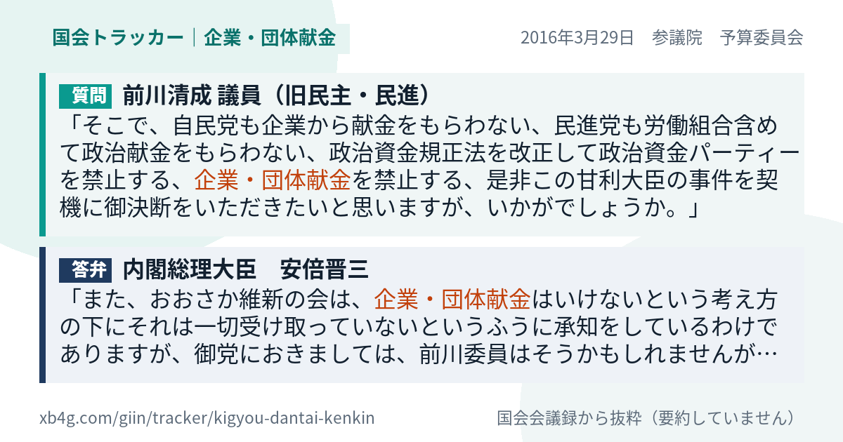 質問と答弁のカード