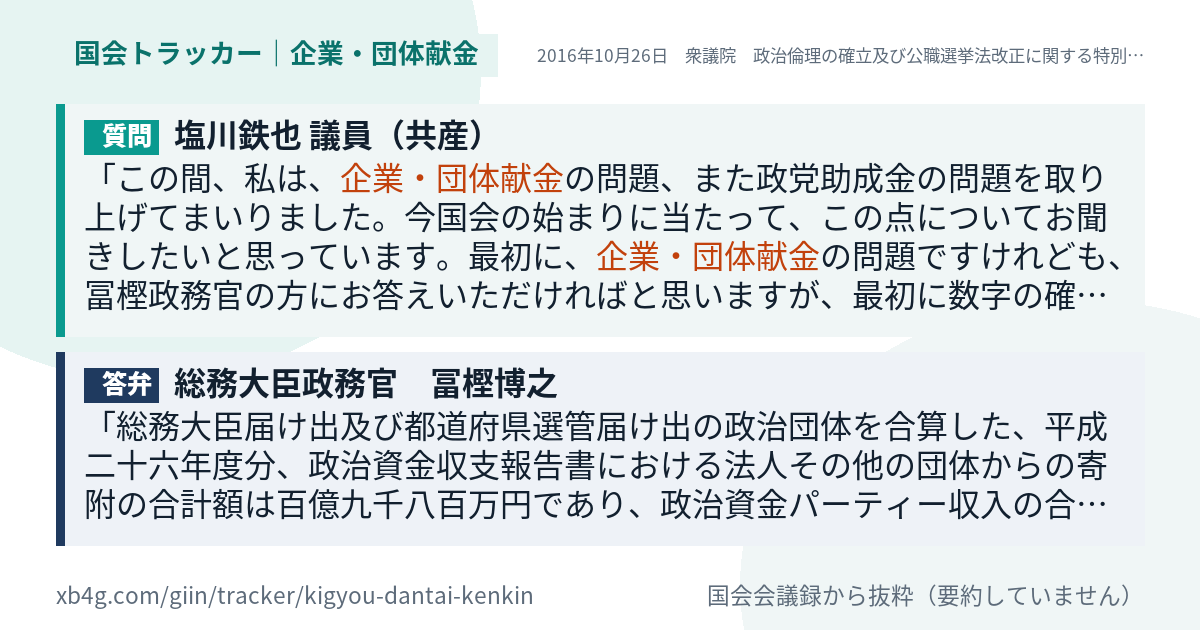 質問と答弁のカード