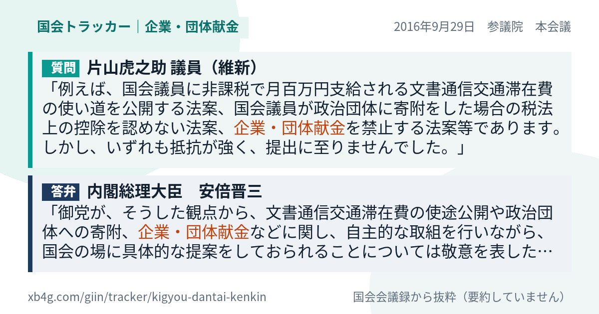 質問と答弁のカード
