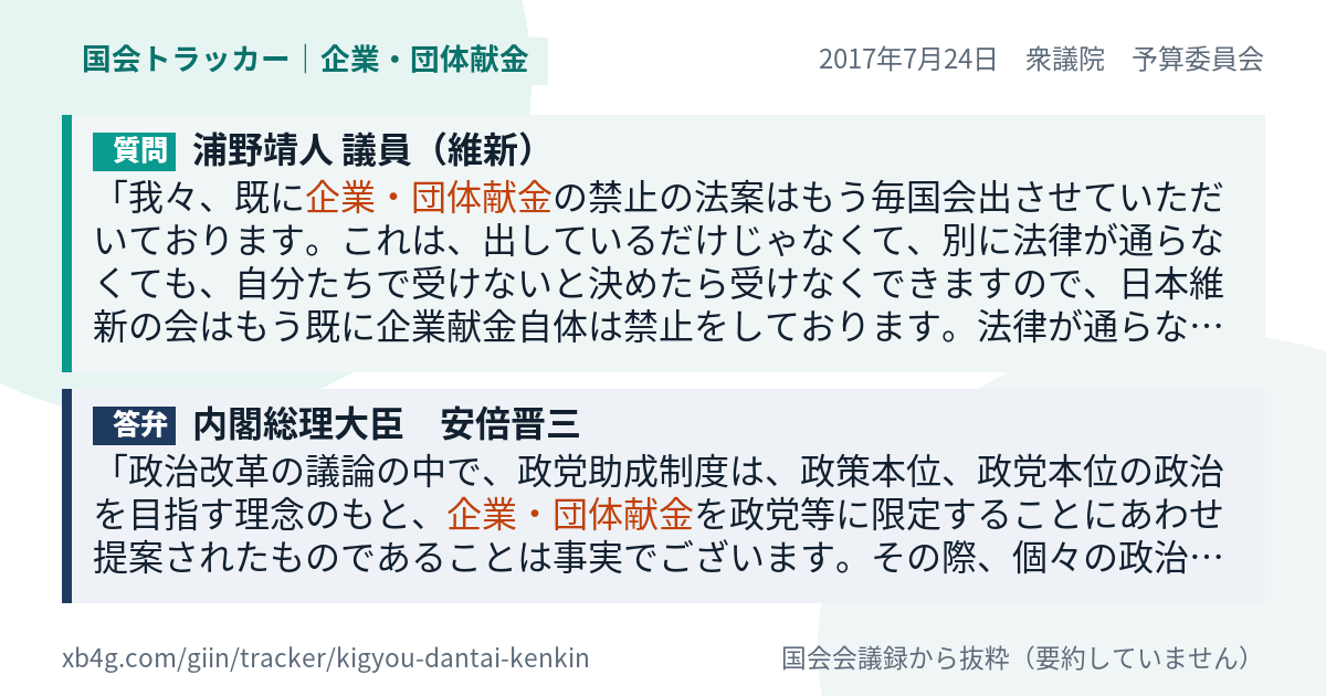 質問と答弁のカード