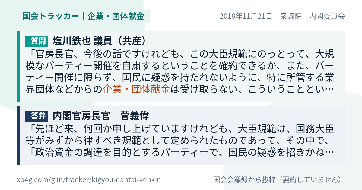 質問と答弁のカード