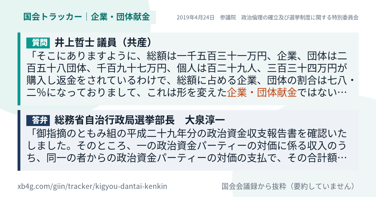質問と答弁のカード
