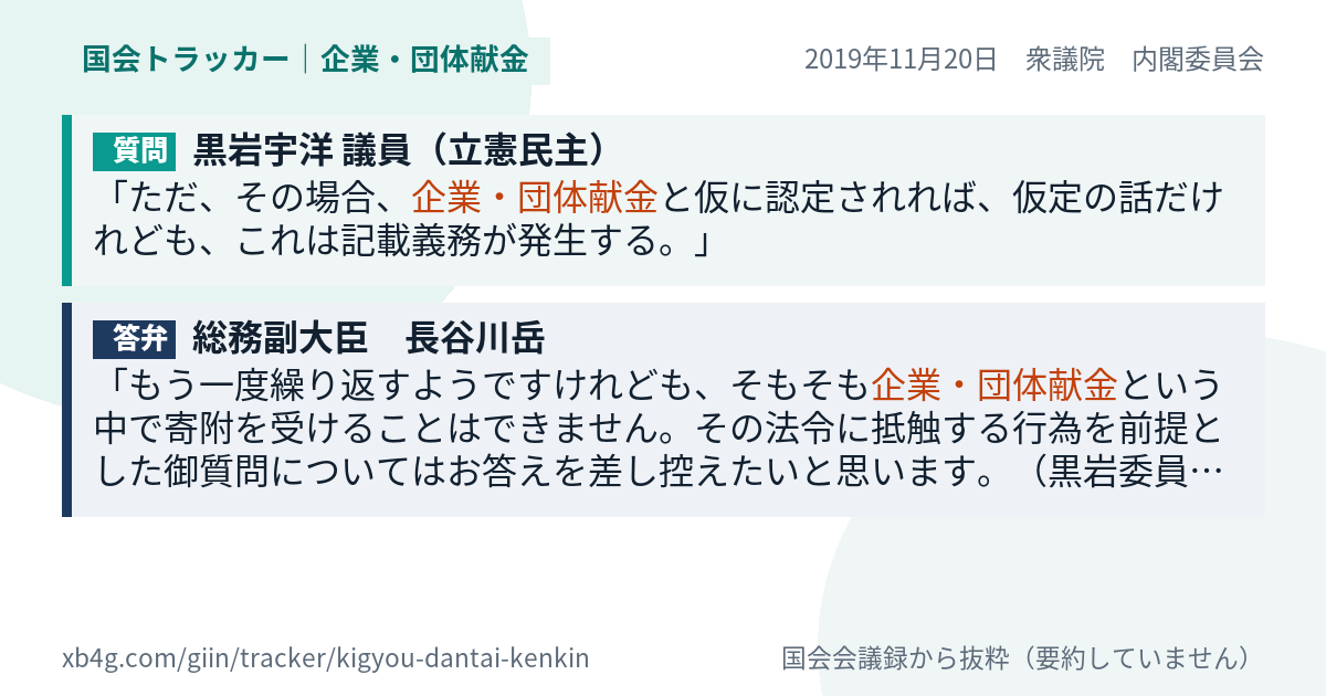 質問と答弁のカード