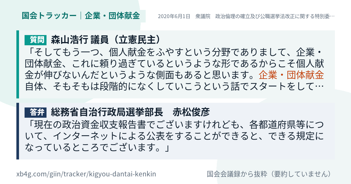 質問と答弁のカード