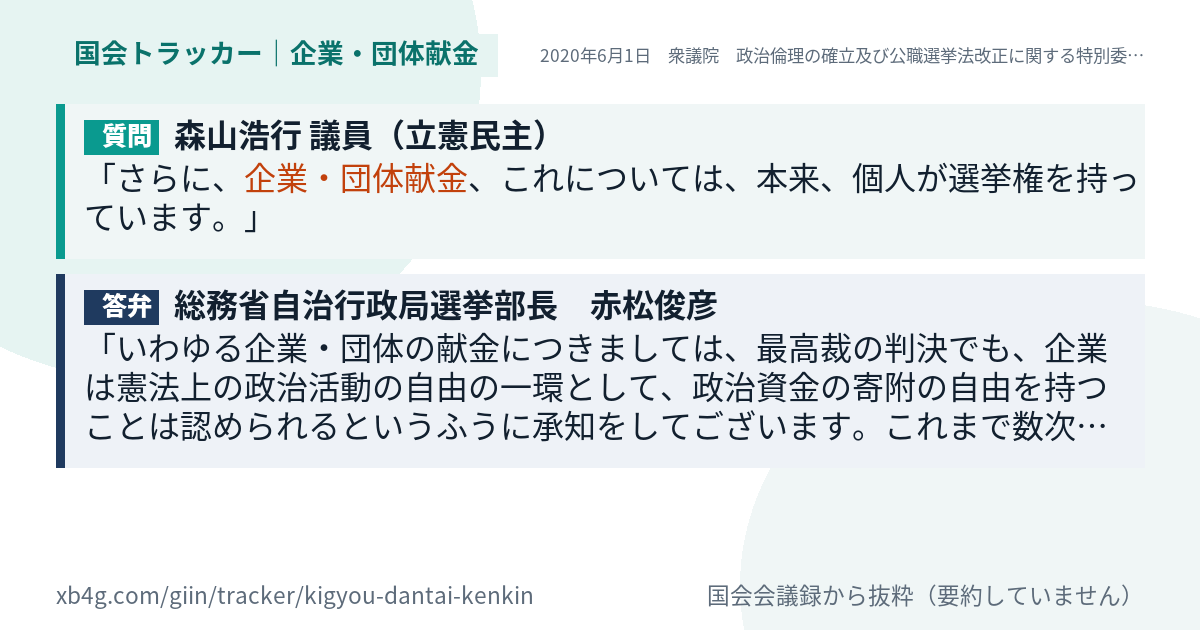 質問と答弁のカード