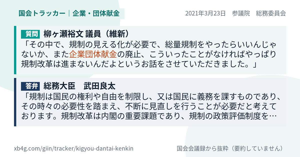 質問と答弁のカード