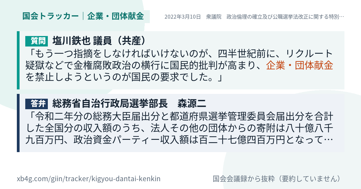 質問と答弁のカード