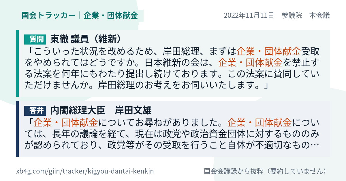 質問と答弁のカード