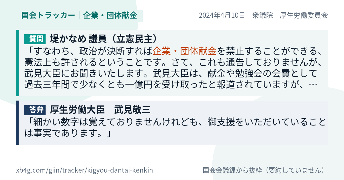 質問と答弁のカード