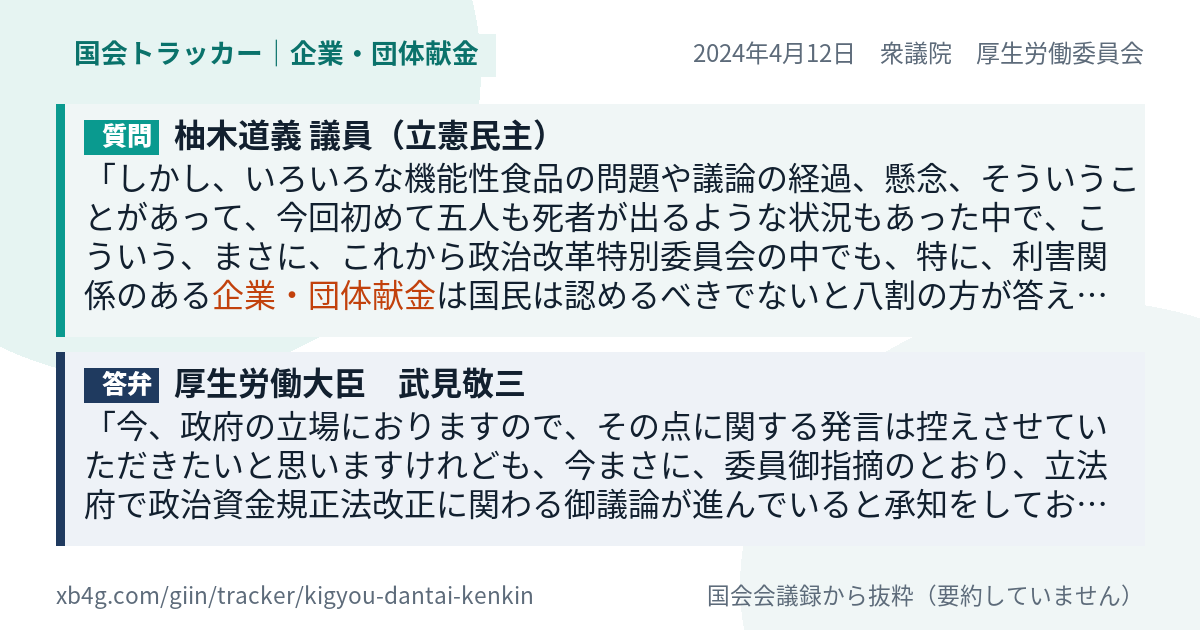 質問と答弁のカード