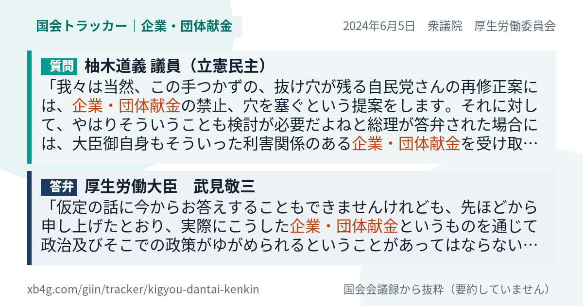 質問と答弁のカード