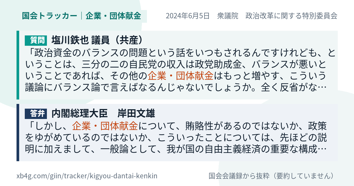 質問と答弁のカード
