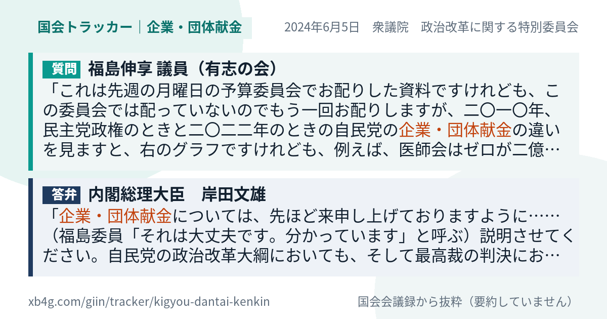 質問と答弁のカード