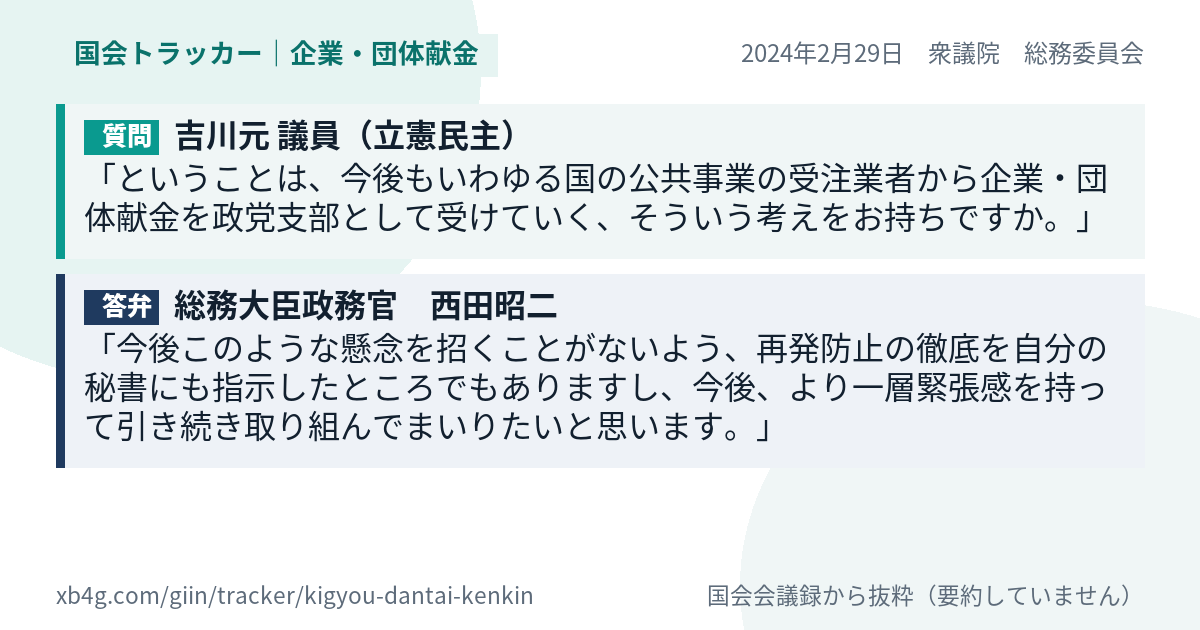 質問と答弁のカード