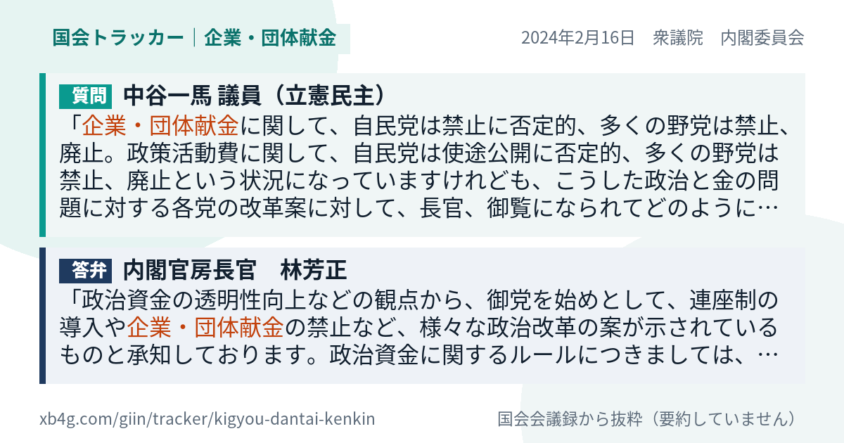 質問と答弁のカード