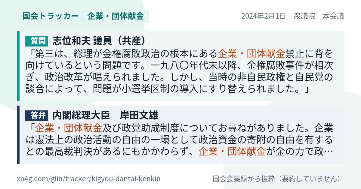 質問と答弁のカード