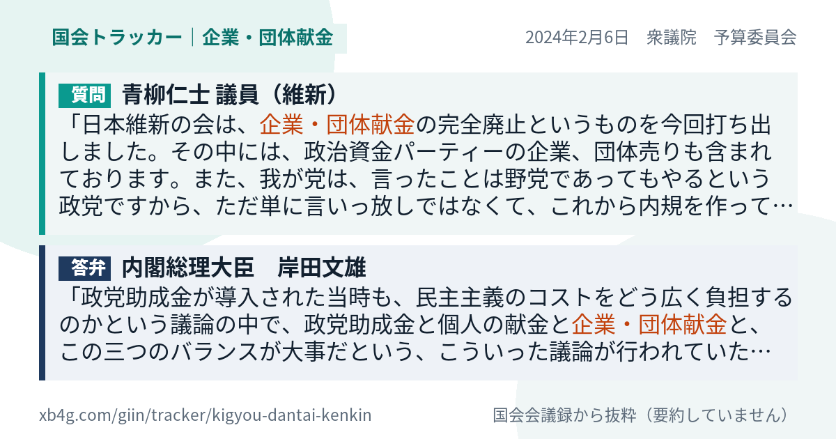 質問と答弁のカード
