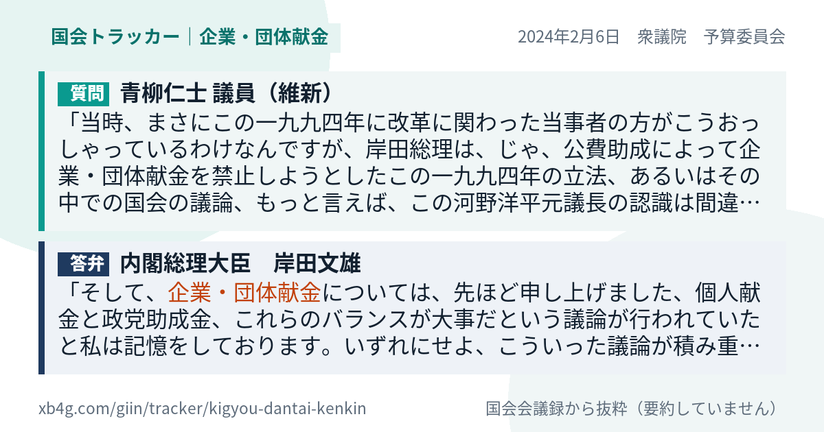 質問と答弁のカード