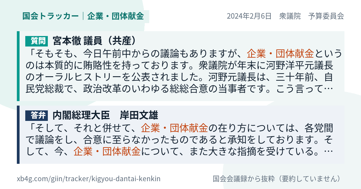 質問と答弁のカード