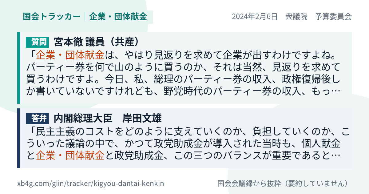 質問と答弁のカード