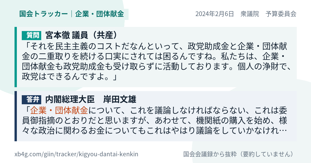 質問と答弁のカード