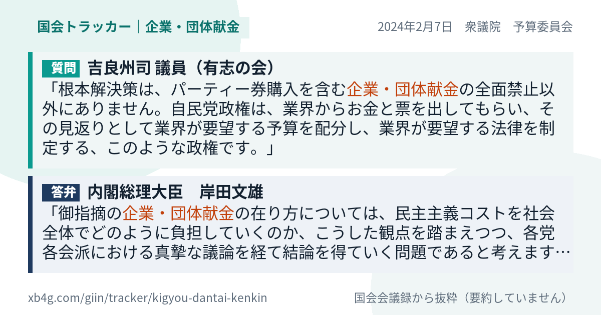 質問と答弁のカード