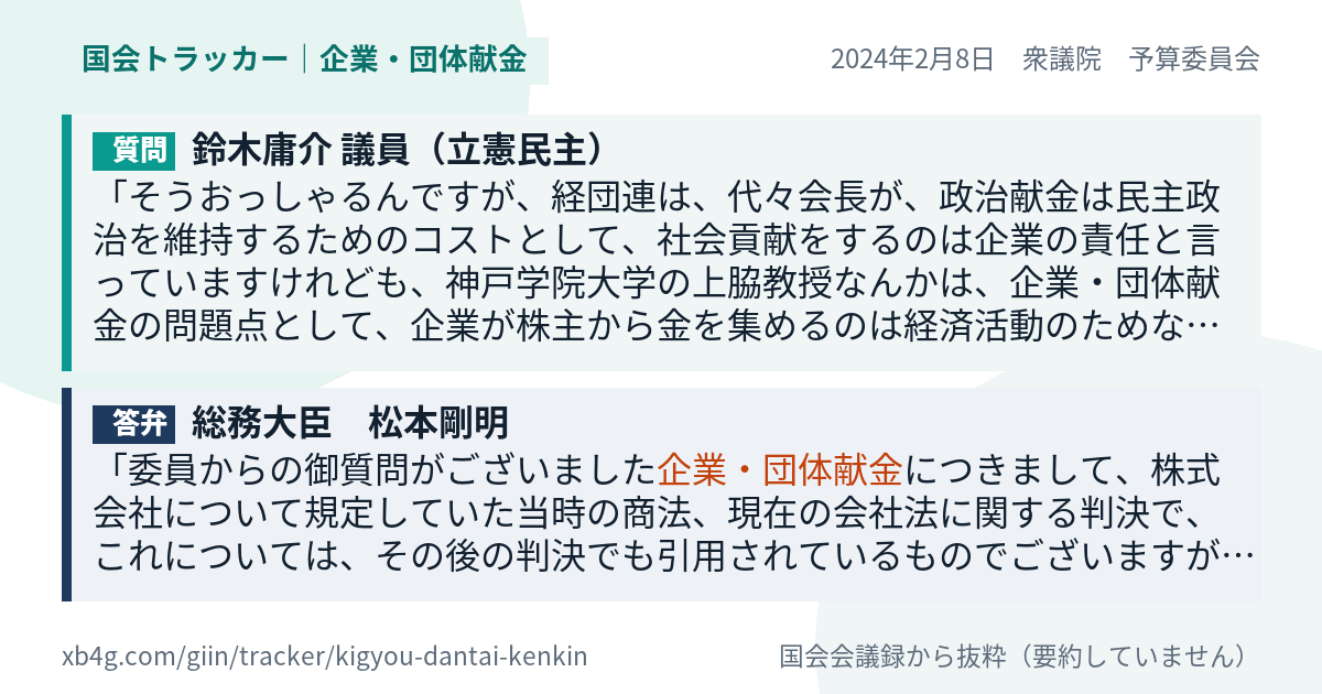 質問と答弁のカード
