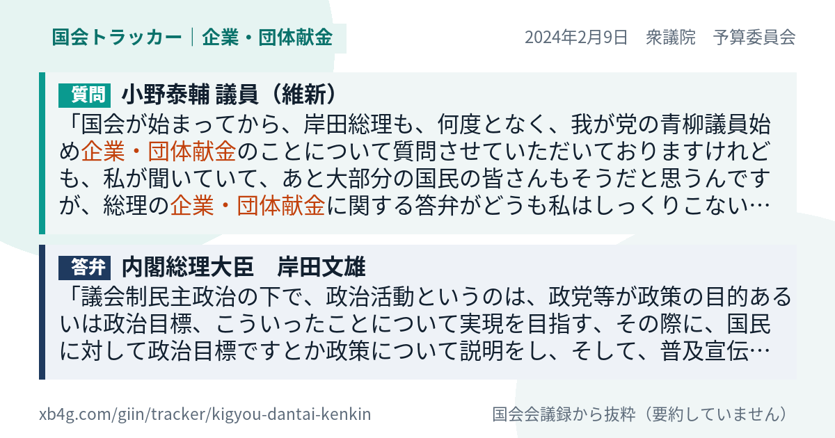 質問と答弁のカード