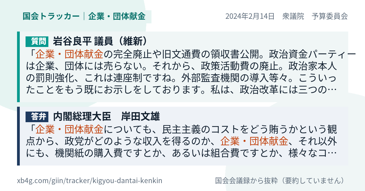 質問と答弁のカード
