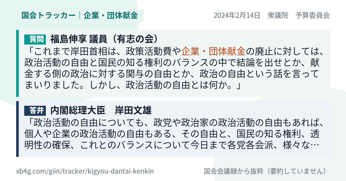 質問と答弁のカード
