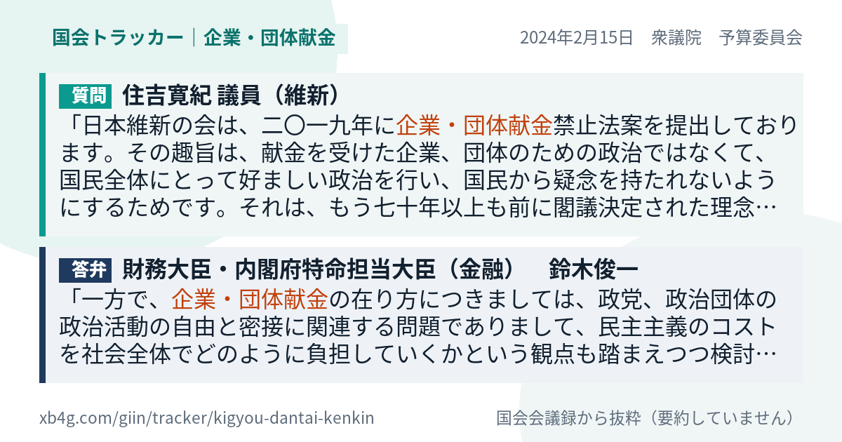 質問と答弁のカード
