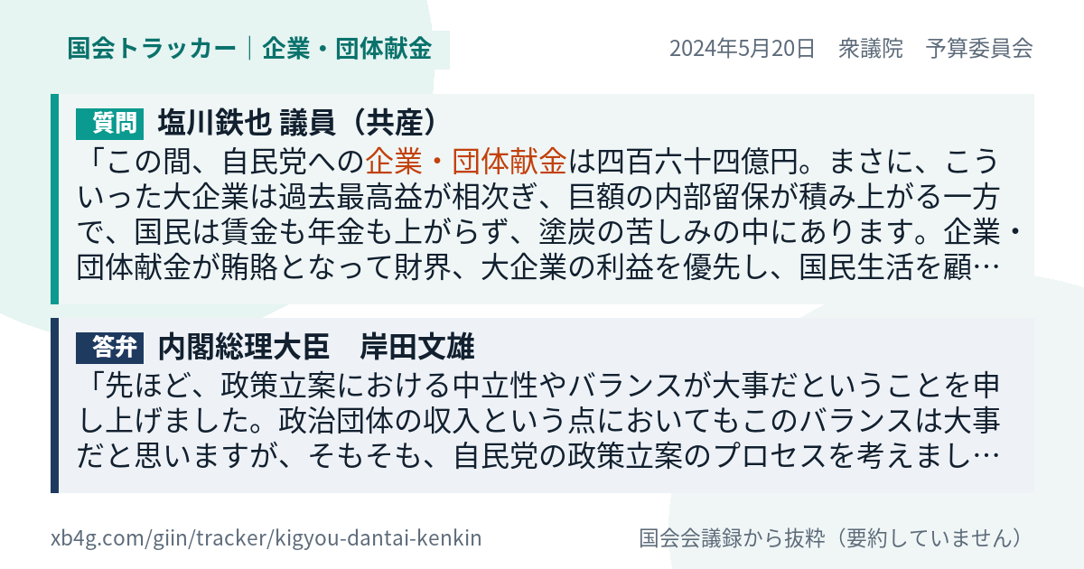 質問と答弁のカード