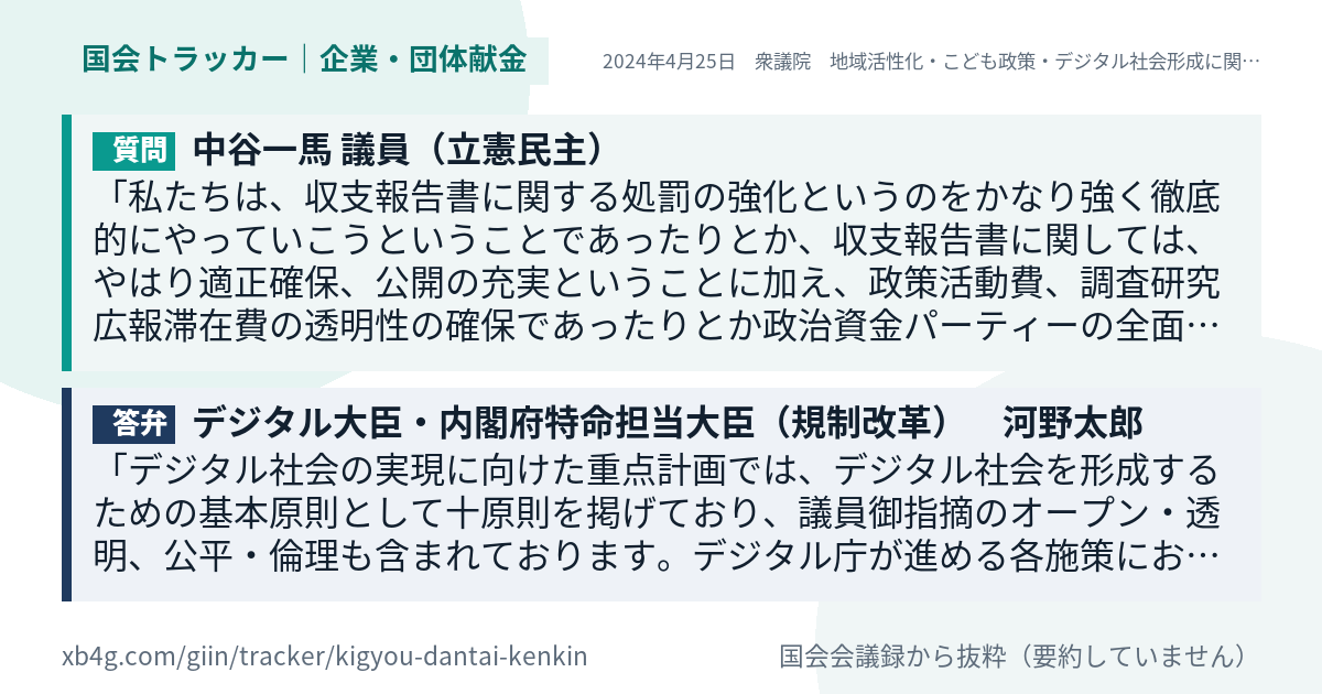 質問と答弁のカード