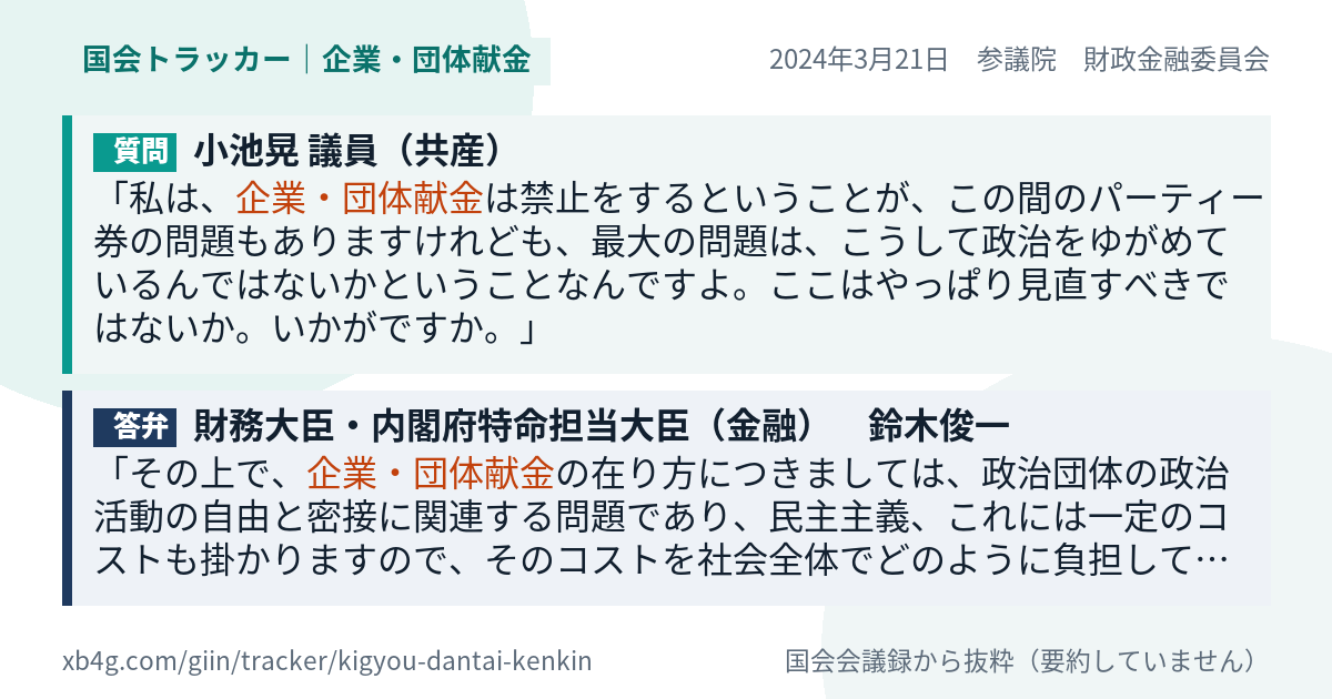 質問と答弁のカード