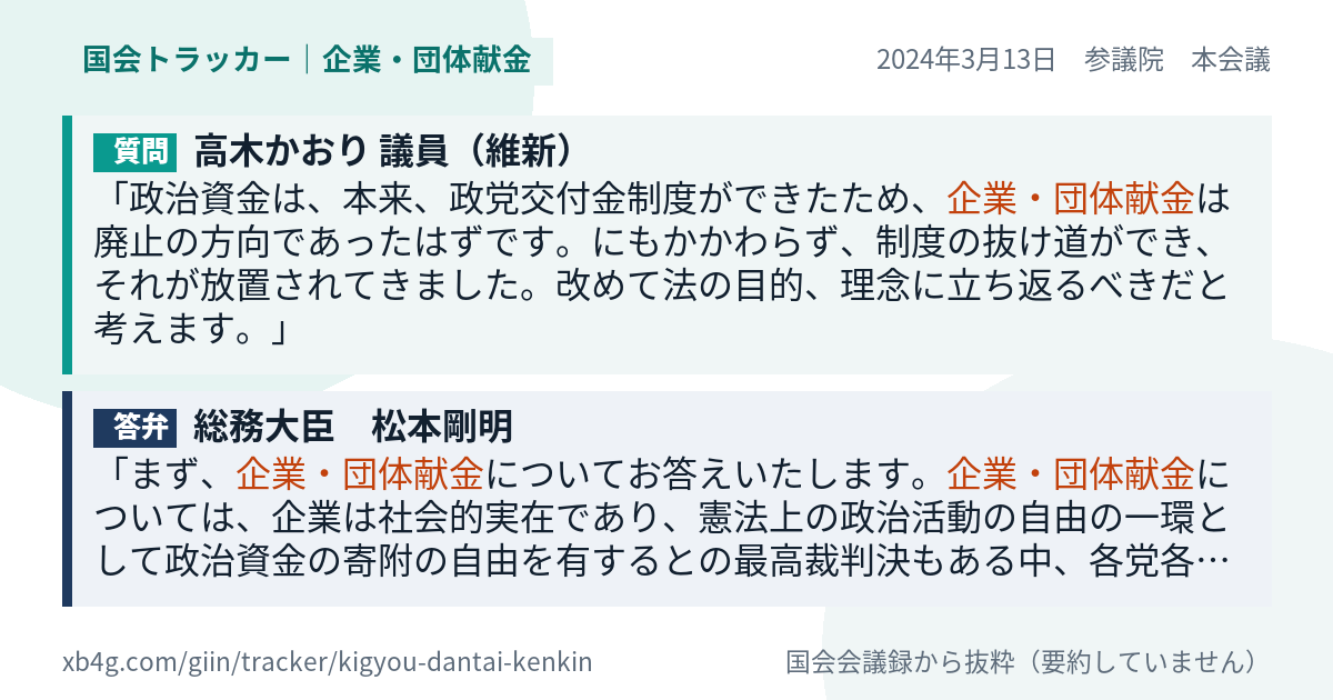 質問と答弁のカード