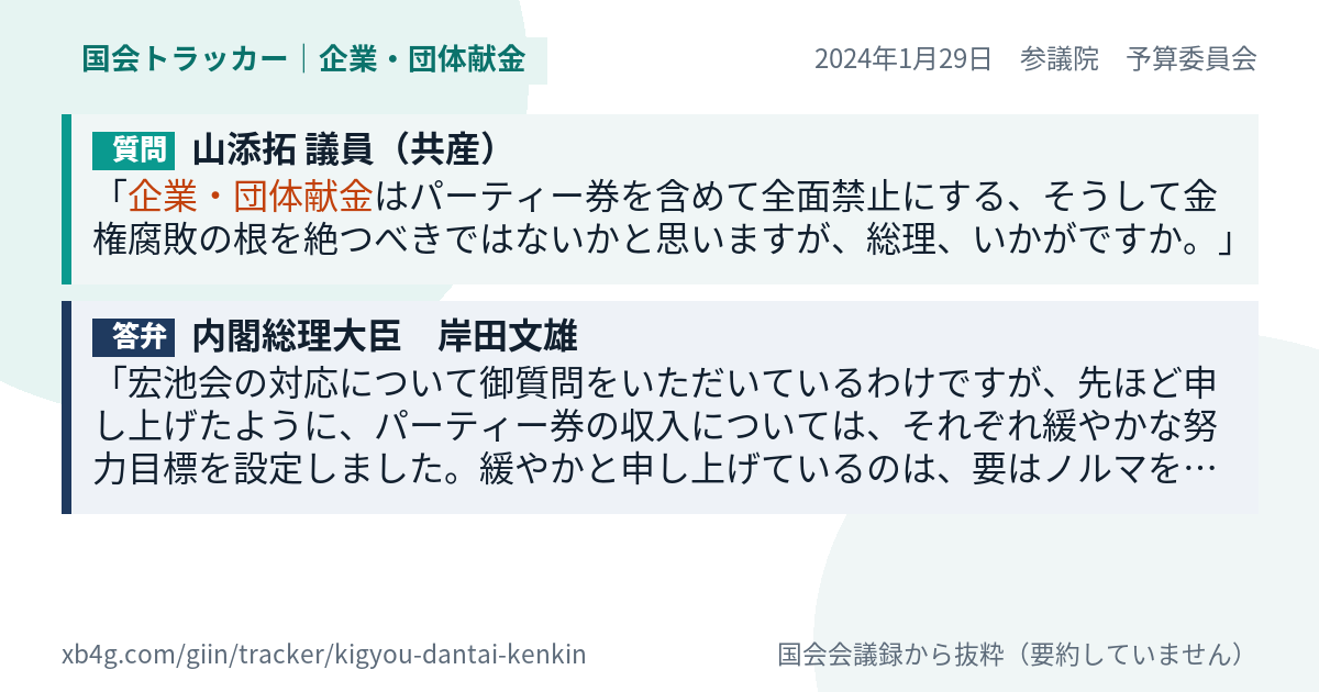 質問と答弁のカード